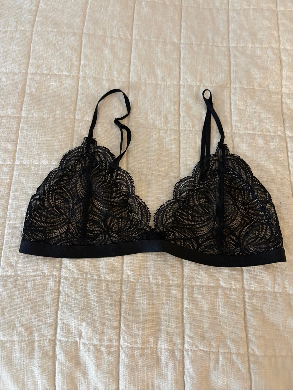 Urban Outfitters Black Lace Bralette with Scalloped Trim